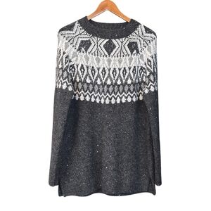 Soft Surrounding Oversized Fair Isle Sequin Sweater Grey Size Large